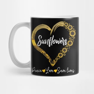 Sunflower Heart Peace Love Save Lives Costume Gift Mug